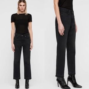 All Saints Charcoal Black Ava Straight Leg Jeans Womens Size 28